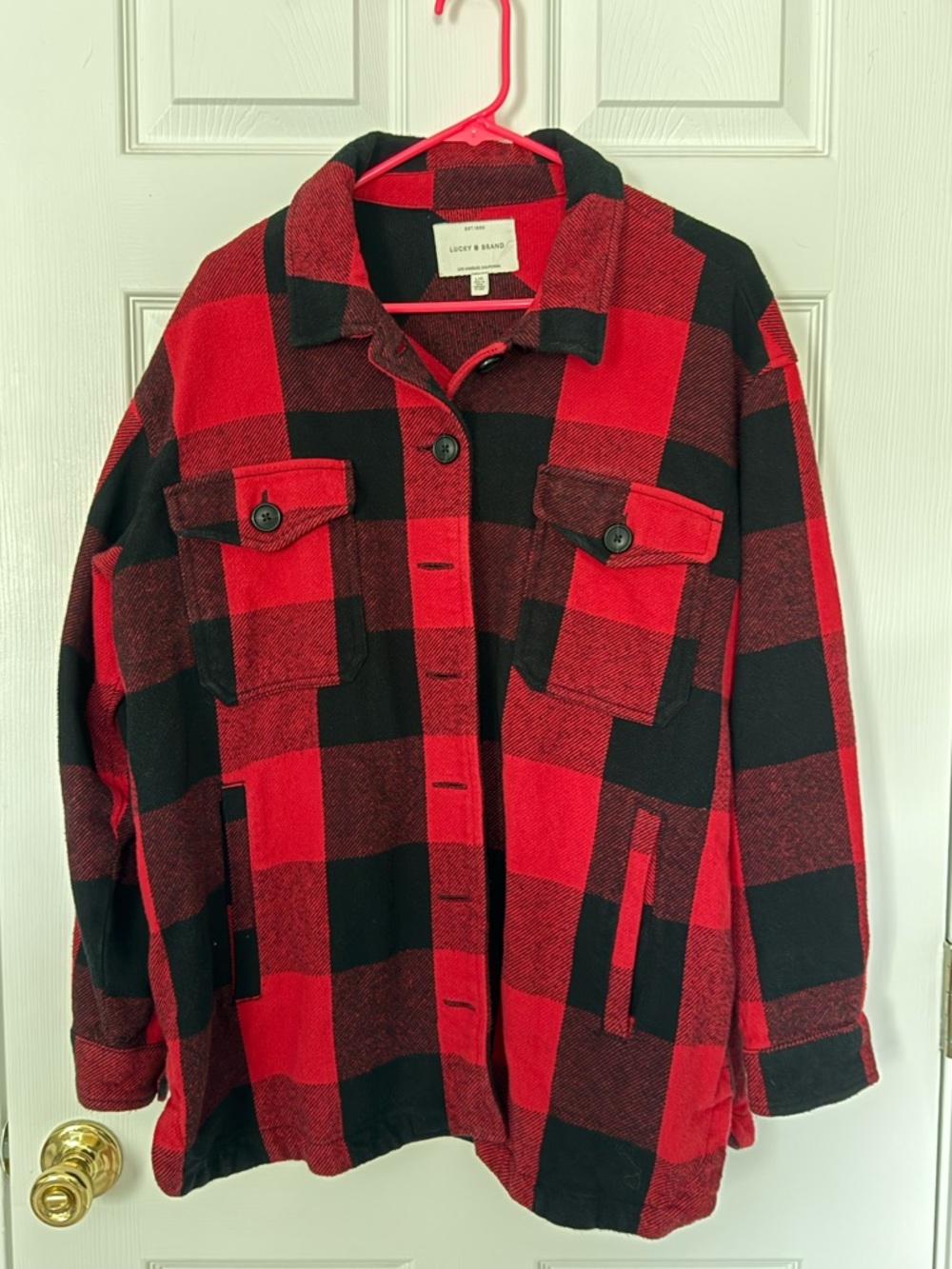 Lucky Red & Black Buffalo Plaid Button-Up Shacket